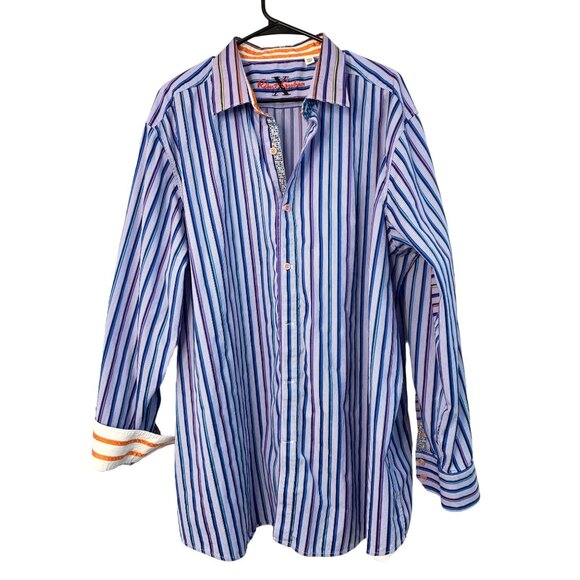Robert Graham X Edition Men's Striped Button Sport Shirt Cotton LS 2XL 7426 EUC - Picture 1 of 10